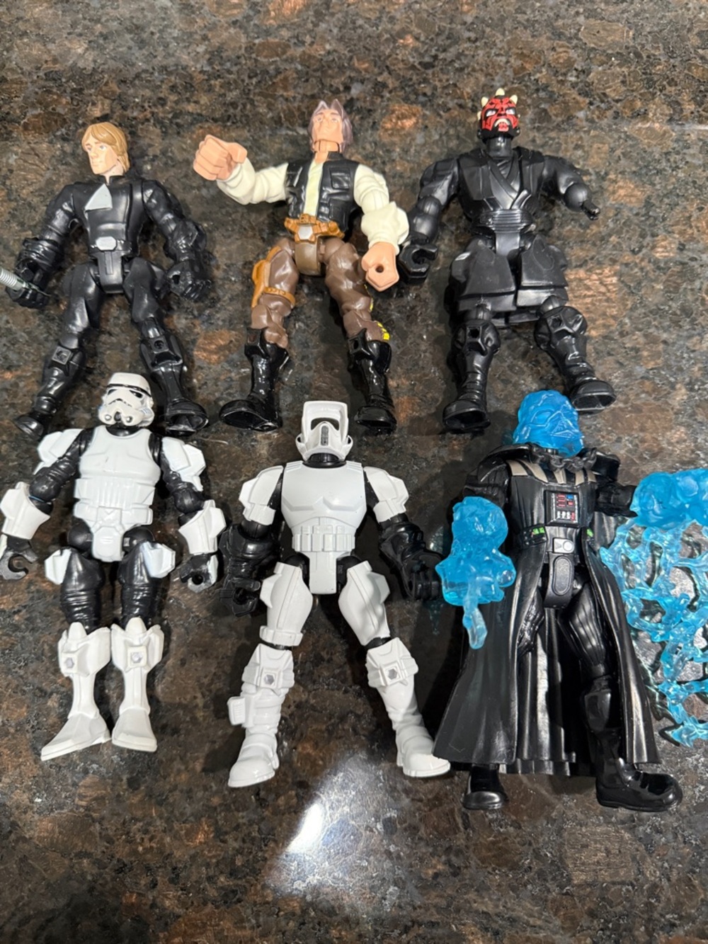 6 Star Wars Action Figure Set - Black, White, Blue